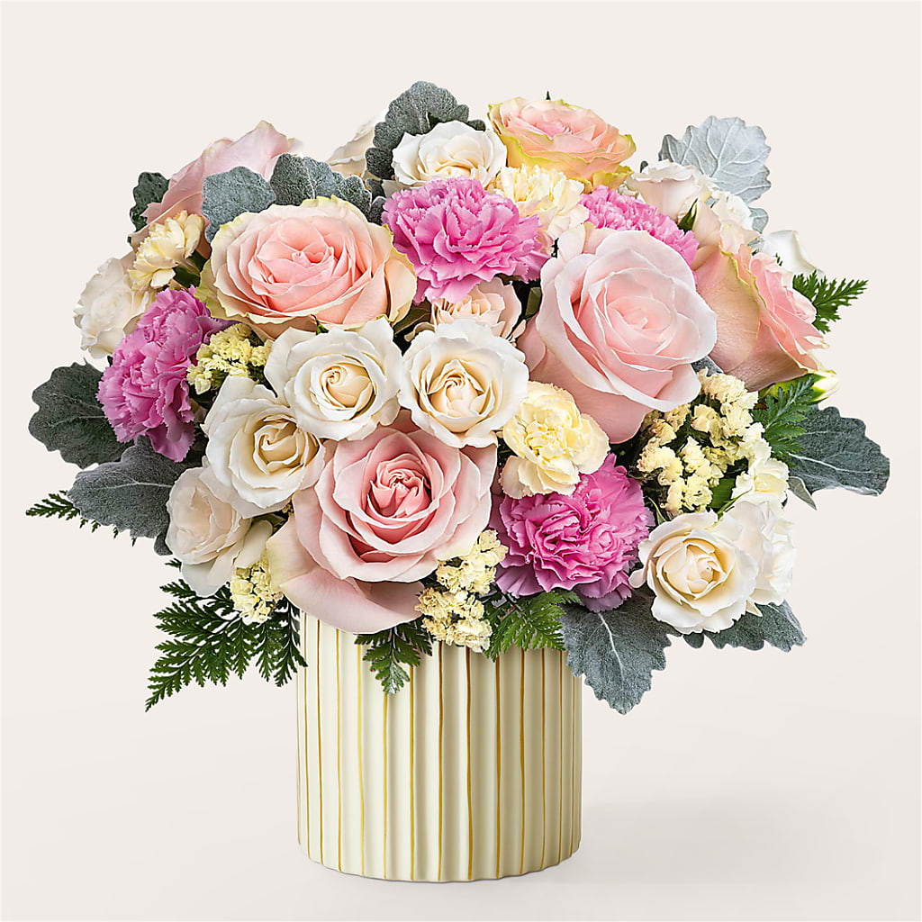 Blissful Moments Bouquet with Ivory Vase – STEPHANIE'S GREENS-N-THINGS, West Hazleton PA
