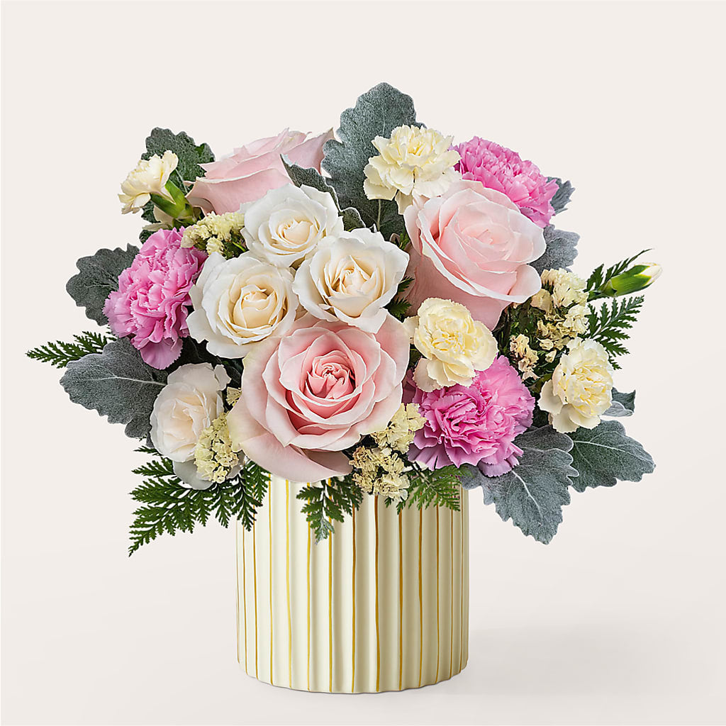 Blissful Moments Bouquet with Ivory Vase – STEPHANIE'S GREENS-N-THINGS, West Hazleton PA