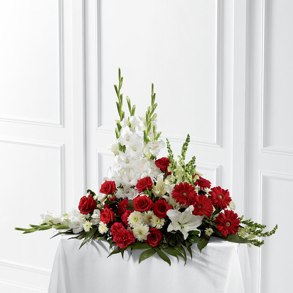 Crimson & White Arrangement – STEPHANIE'S GREENS-N-THINGS, West Hazleton PA