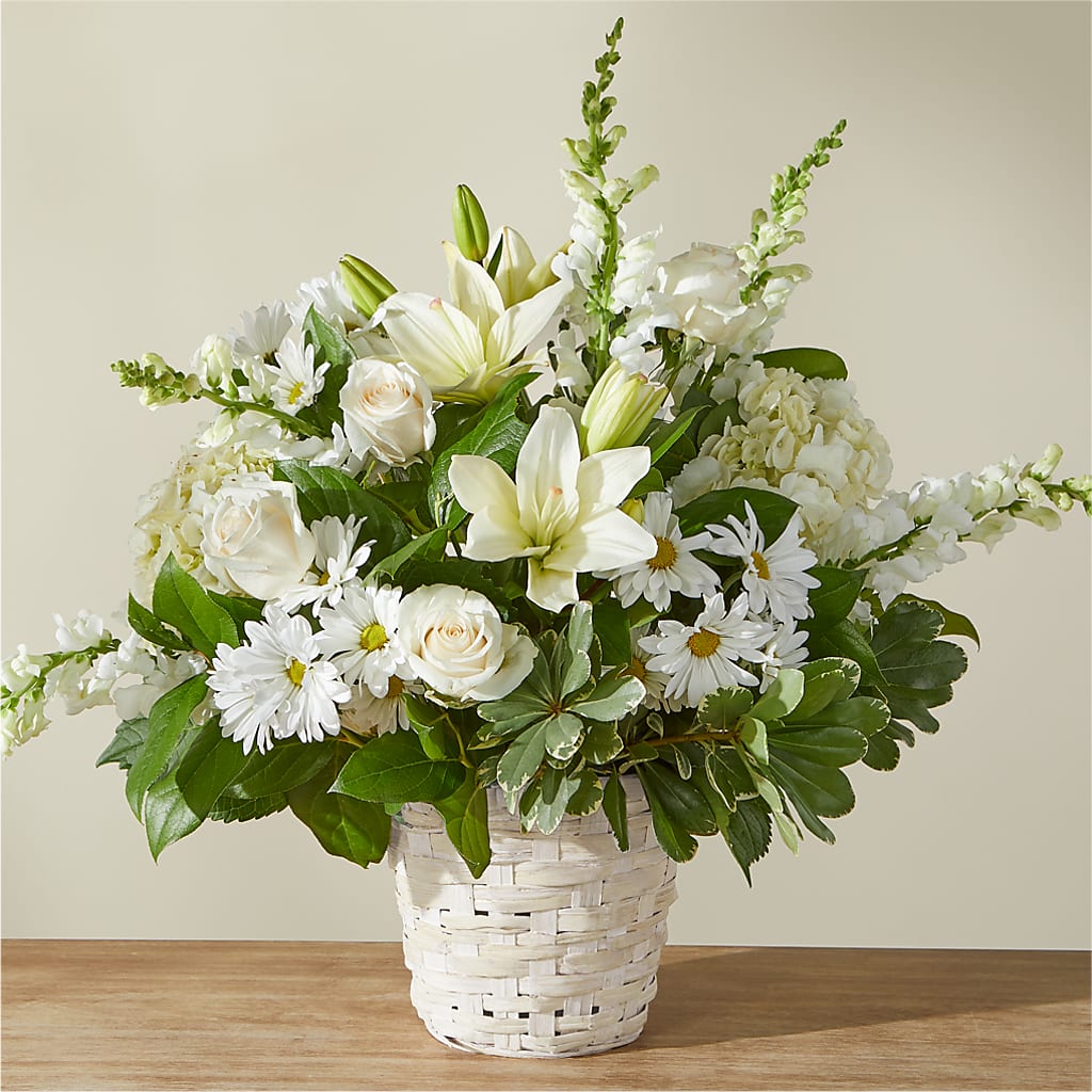 Ivory Elegance Floral Basket – STEPHANIE'S GREENS-N-THINGS, West Hazleton PA