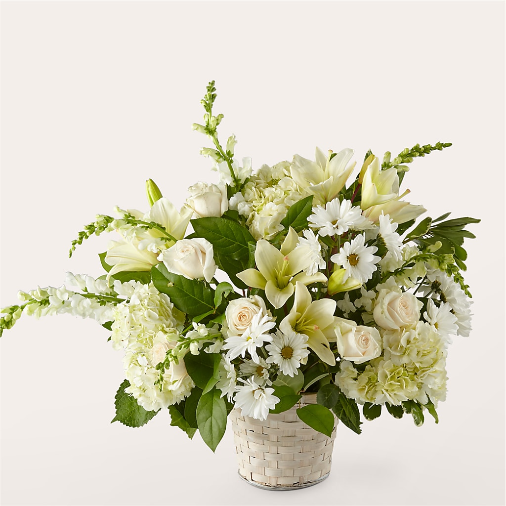 Ivory Elegance Floral Basket – STEPHANIE'S GREENS-N-THINGS, West Hazleton PA