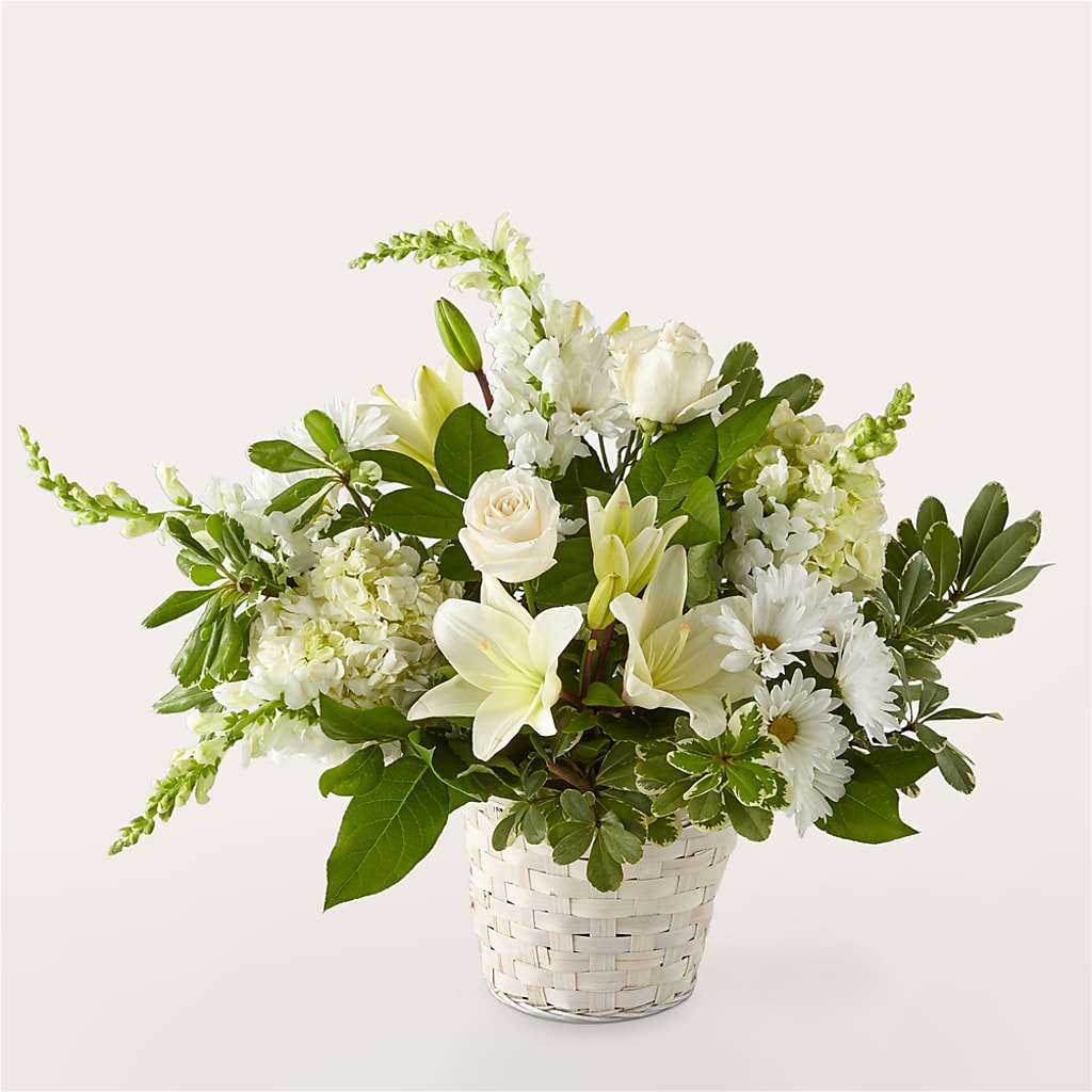 Ivory Elegance Floral Basket – STEPHANIE'S GREENS-N-THINGS, West Hazleton PA