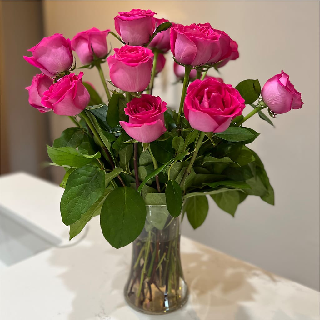 Long Stem Pink Rose Bouquet – STEPHANIE'S GREENS-N-THINGS, West Hazleton PA