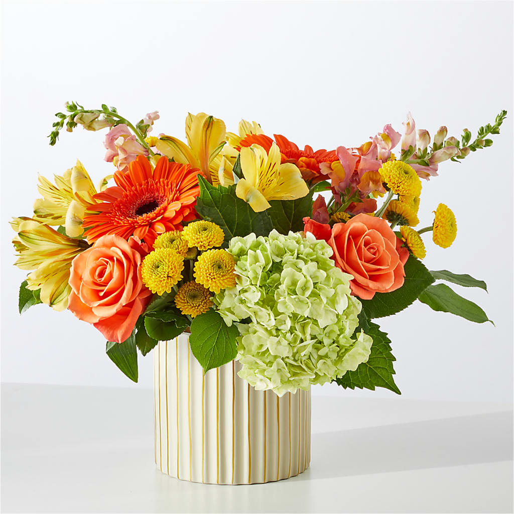 Autumn Sunshine Bouquet with Ivory Vase – STEPHANIE'S GREENS-N-THINGS, West Hazleton PA