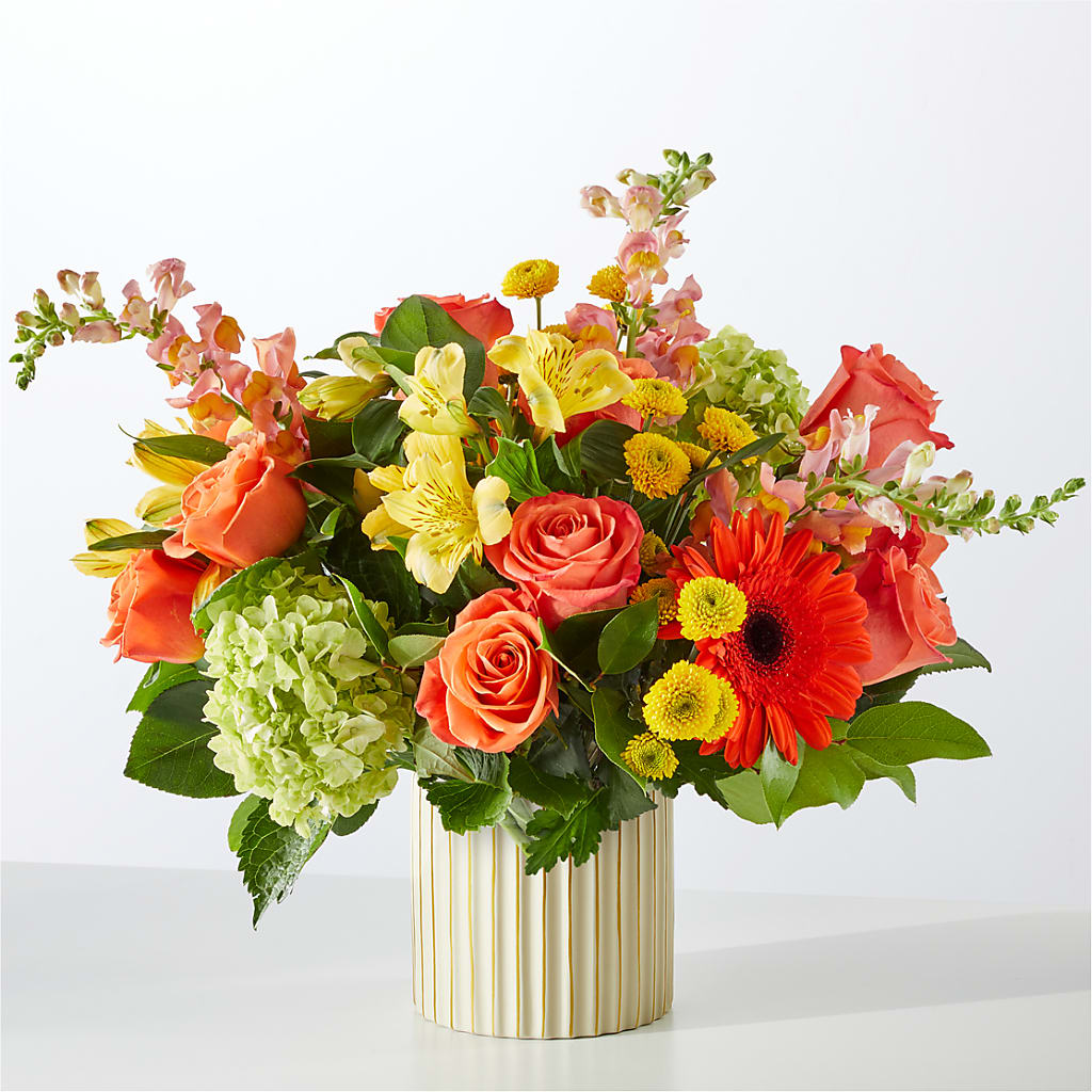 Autumn Sunshine Bouquet with Ivory Vase – STEPHANIE'S GREENS-N-THINGS, West Hazleton PA