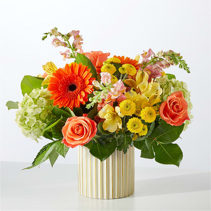 Autumn Sunshine Bouquet with Ivory Vase – STEPHANIE'S GREENS-N-THINGS, West Hazleton PA
