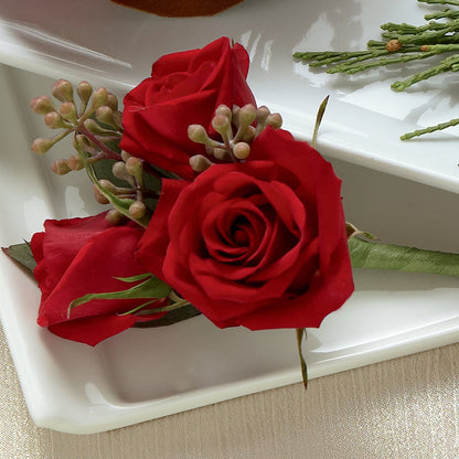 Red Spray Rose Boutonniere – STEPHANIE'S GREENS-N-THINGS, West Hazleton PA