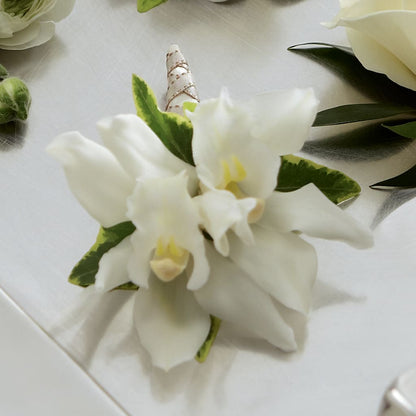 White Mini Cymbidium Boutonniere – STEPHANIE'S GREENS-N-THINGS, West Hazleton PA