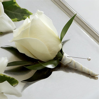 White Rose Boutonniere – STEPHANIE'S GREENS-N-THINGS, West Hazleton PA