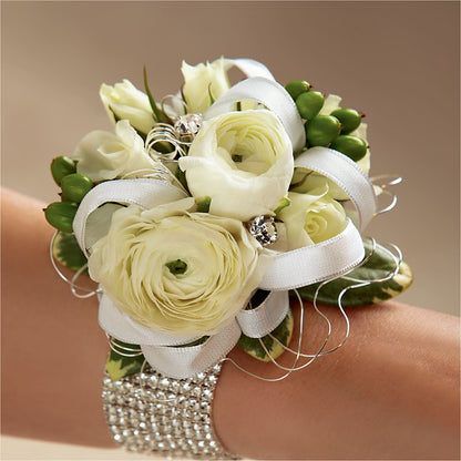 White Wedding Corsage – STEPHANIE'S GREENS-N-THINGS, West Hazleton PA